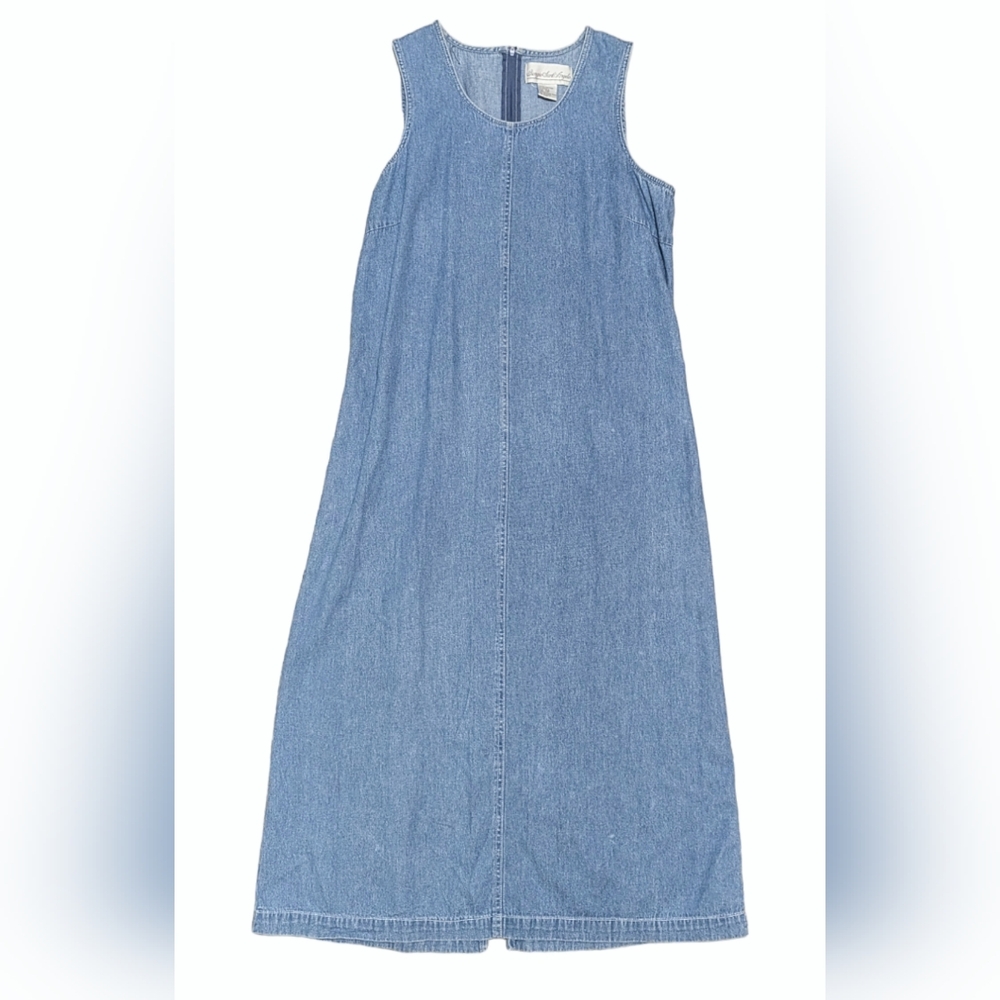 Giorgio Sant'Angelo Women's 10 Petite Medium Blue Denim Zip Up Midi Dress